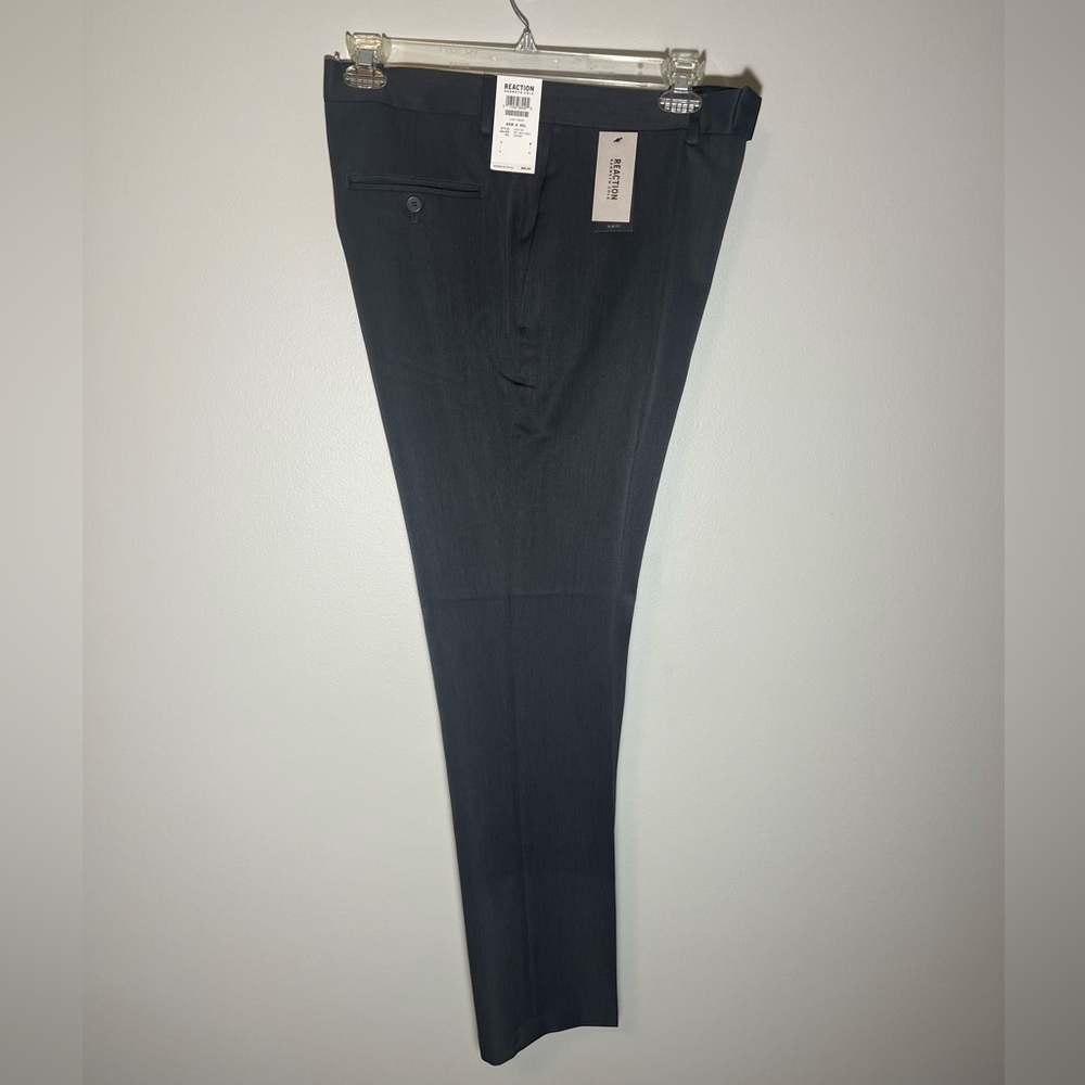 REACTION KENNETH COLE Dress Pants Slim Fit Med Grey Urban Heather Sz 40Wx30L